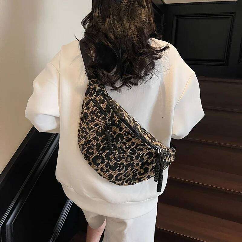 Fashion Leopard Print Waist Street Trend Fanny Pack Woman Chest Packs Nylon Belt Bag Female Shopping Shoulder Crossbody Bags bag