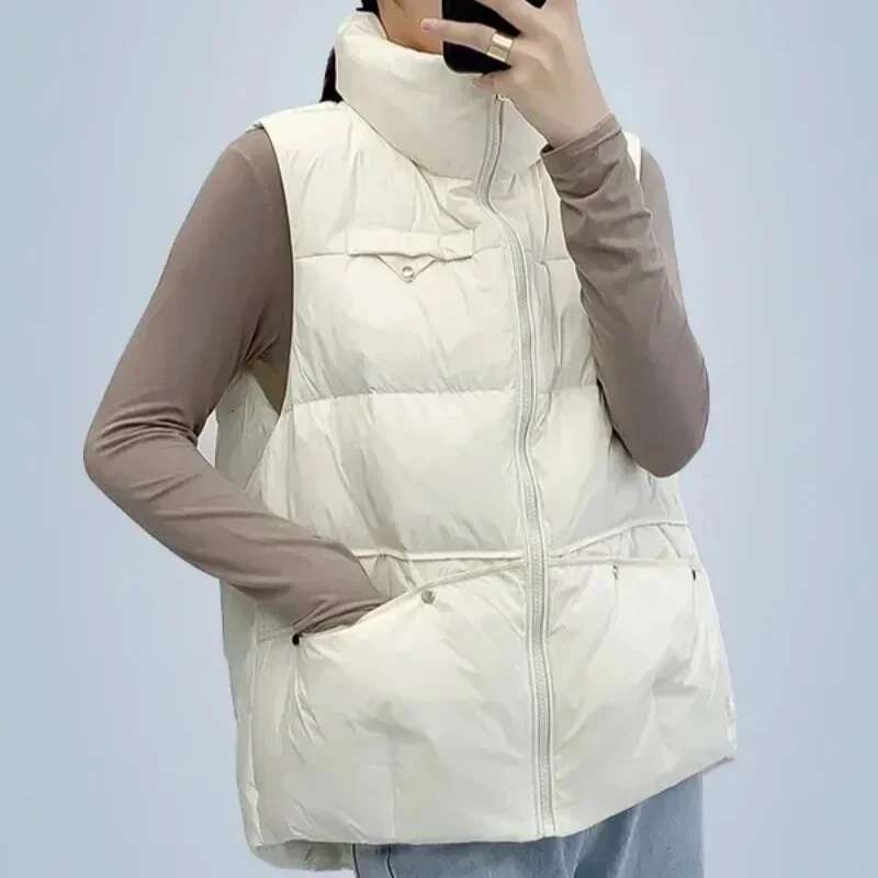Solid Color Womens Vests Quilted Pretty Winter Clothing Elegant Casual Lady Padded Cotton Giletes Autumn Trend 2025 Sleeveless
