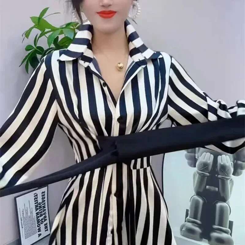 Womens Long Sleeve Dresses Splicing A Line Korean Style Female Dress On Promotion Fashion Summer 2025 Sensual Sexy G Designer X
