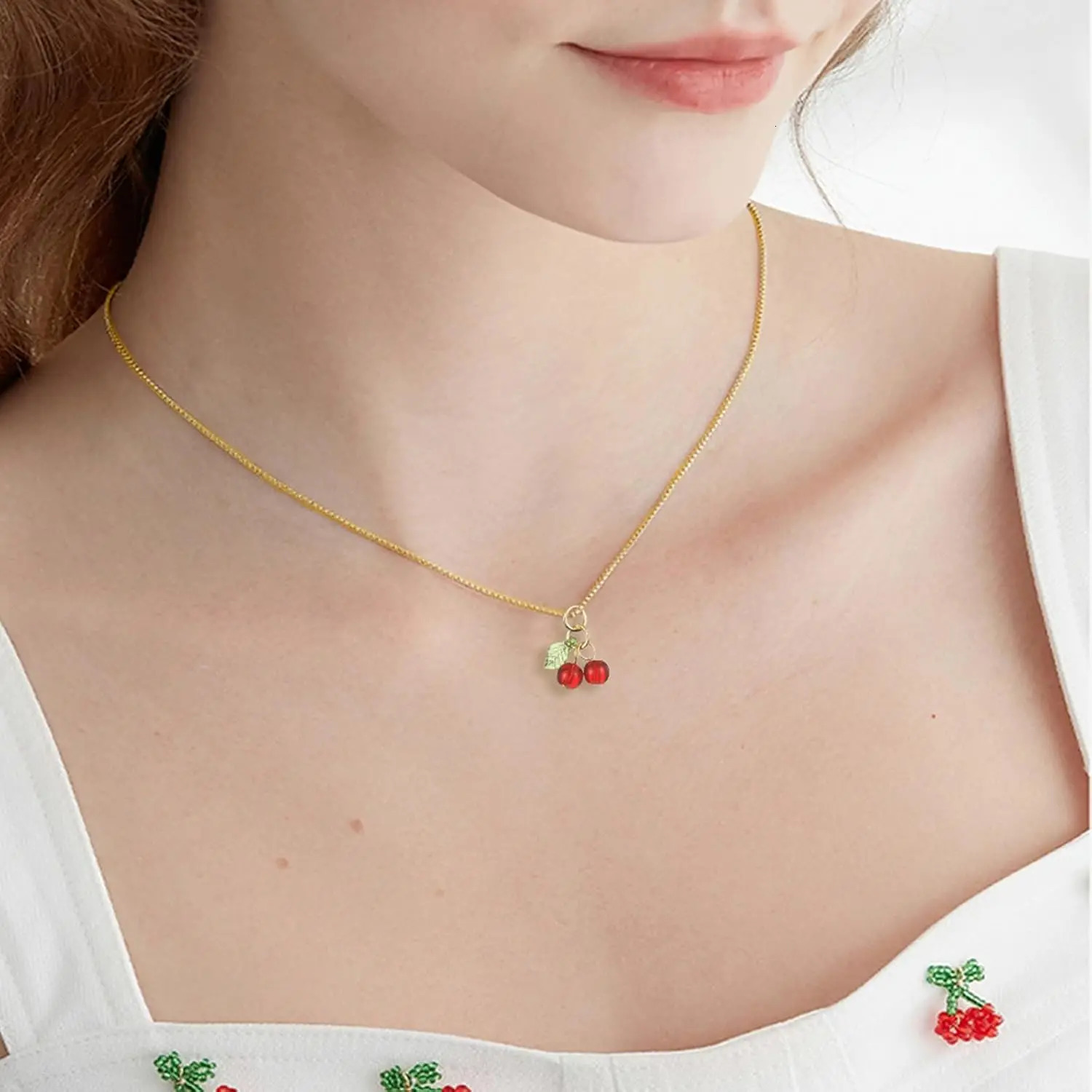 10Pcs Glass 3D Red Cherry Acrylic Charms Fruit Earrings Pendants for DIY Necklaces Keychains Jewelry Making Accessories 250609