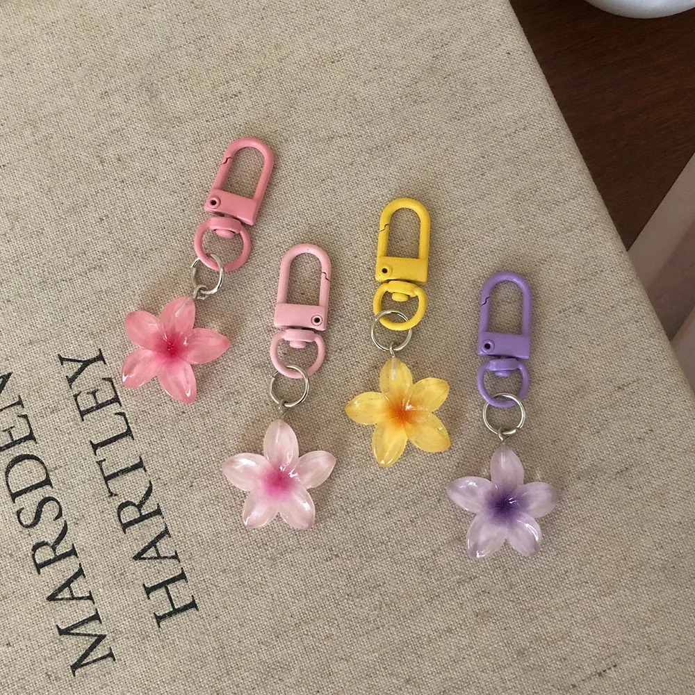 Sweet Colorful Jelly Flower Key Chain Color DIY Flower Cute Keychains Pendant Student Girls Resin Bag Pendant Keyring Jewelry 250616