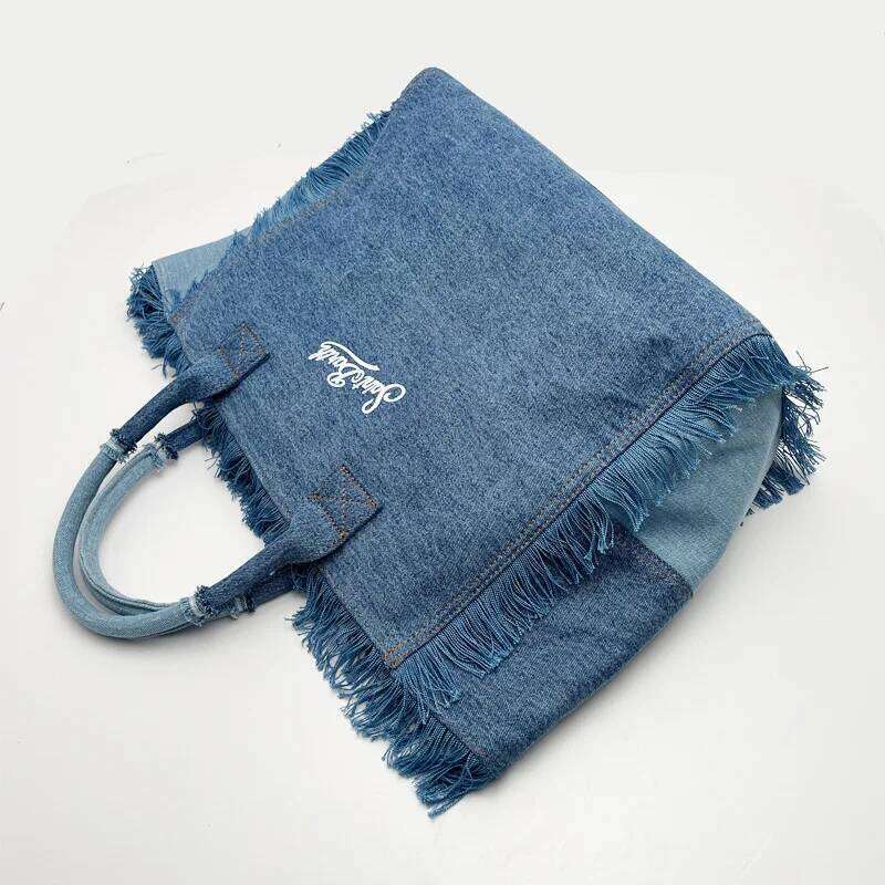 New Fashion Women's Tote Trend Brand Denim Embroidery Shoulder High-end Elegant Crossbody Bag Designer Handbag