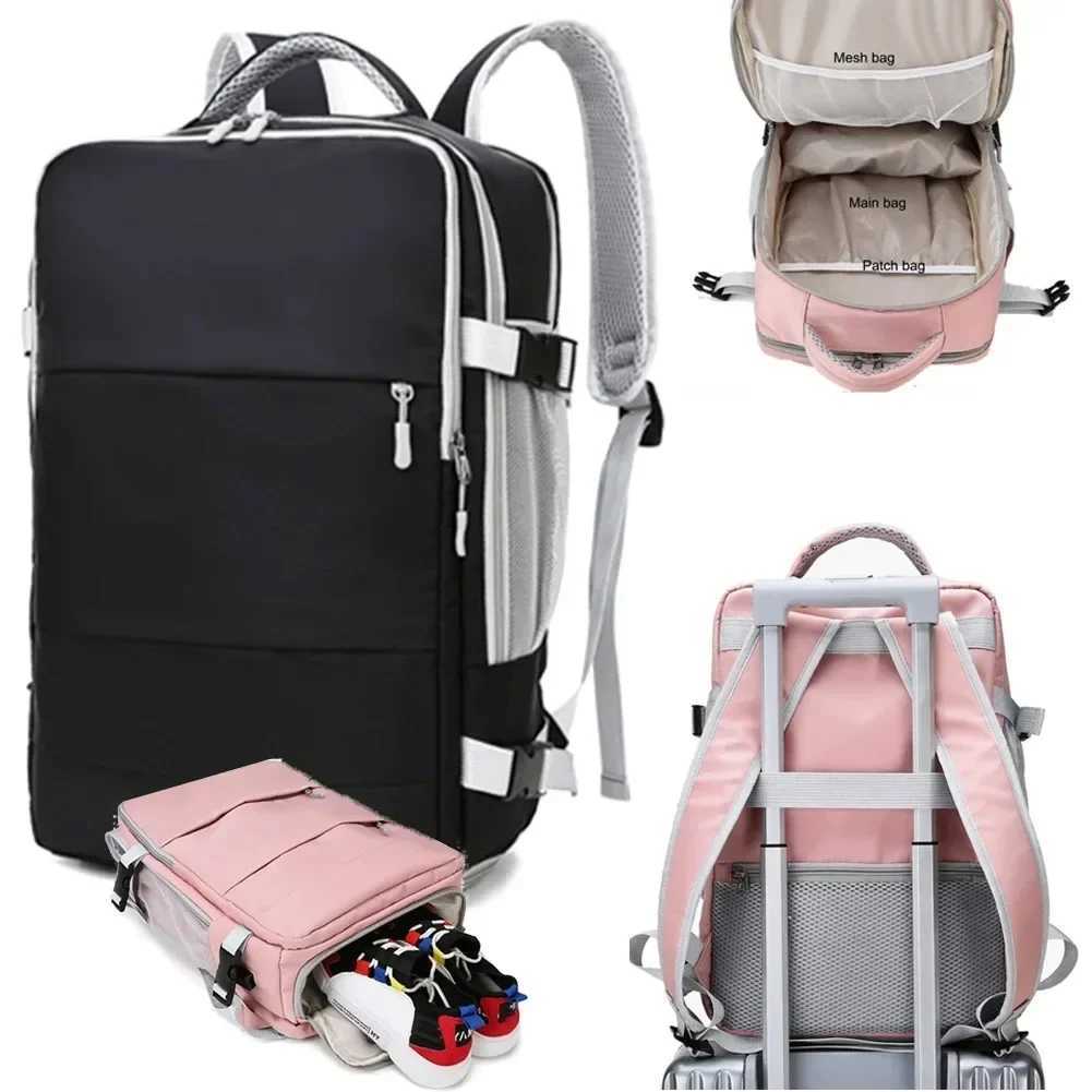 35L Large Capacity Dry Wet Separation Luggage Bag Women Travel Backpack Waterproof USB Charging Port Backpack Laptop School Bags Z250617