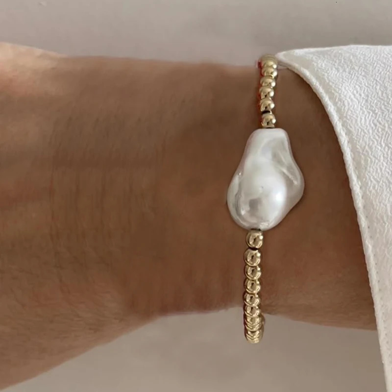 Natural Coral Bracelet for Women Fashion Irregular Faux Baroque Pearl Bracelet Summer Beach Jewelry 250616
