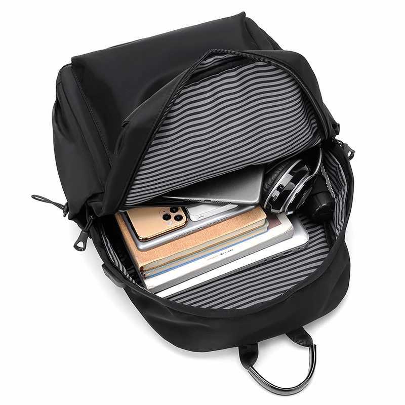 Mens Fashionable Large Capacity Simple Casual Business Backpack Durable Oxford Neutral Style Lightweight Travel Backpack Z250617
