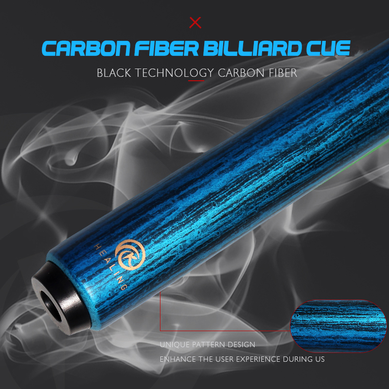 OKHEALING Carbon Fiber Pool Cue 12mm Pigskin Tip Black Technology Billiard Cue Sticks143cm 56inch 18oz Radial Pin Joint Billiard Cue Pool Game Cues