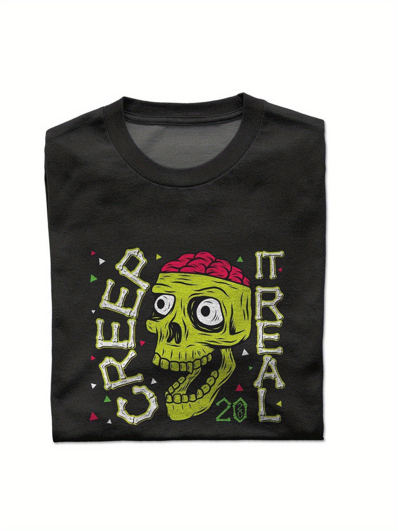 Dongdumaoyi T Shirts Men Short Sleeve Skull White Adult Cotton Black Round Collar S-3Xl Text 180G 8cd7