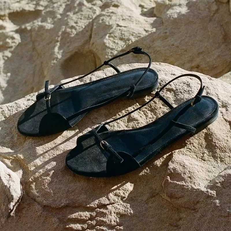 Womens Fashion Sandals New Summer Round Head Soft Frosted Open Toe Hollow Belt Flats Z250617
