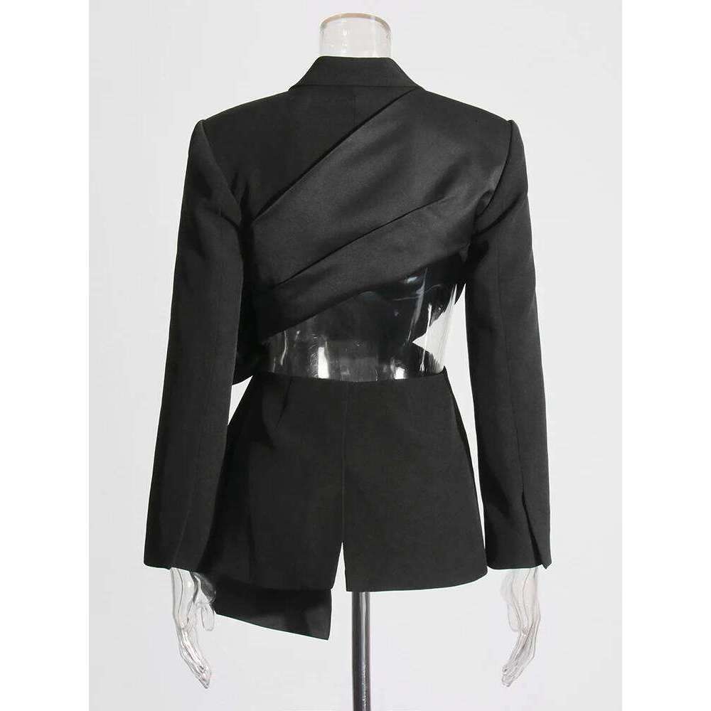 Designer Clothing 2025 TWOTWINSTYLE Solid Spliced Bowknot Hollow Out Blazer For Women Notched Collar Long Sleeve Tunic Temperament Blazers Female New