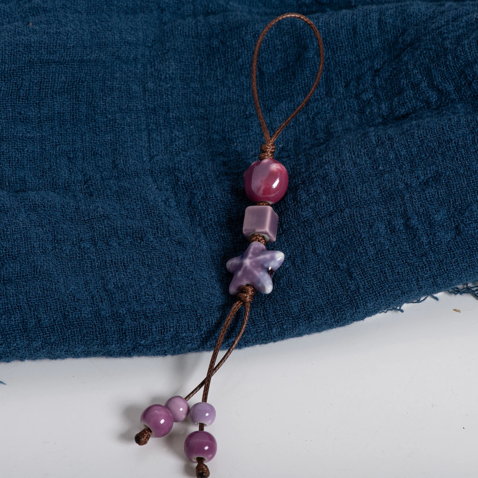 Handmade Purple Star Cat Claw Ceramic Charm Keychain Unique Bag Pendant Boho Gift S02-023 250616