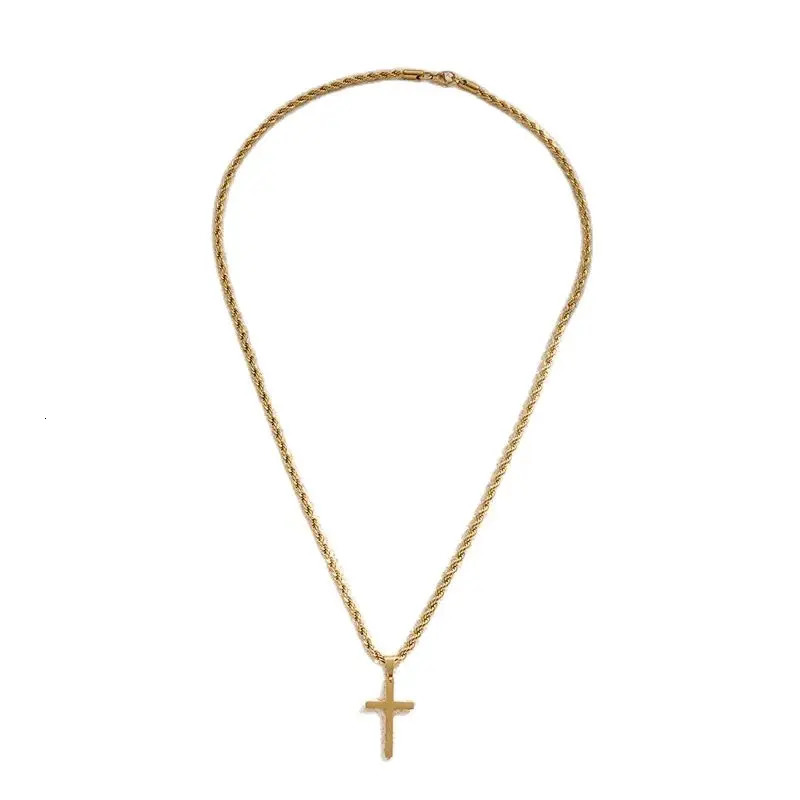 Cross Pendant Necklace for Men Women Minimalist Gold Color Jewelry Male Female Necklaces Chokers Gifts 250616