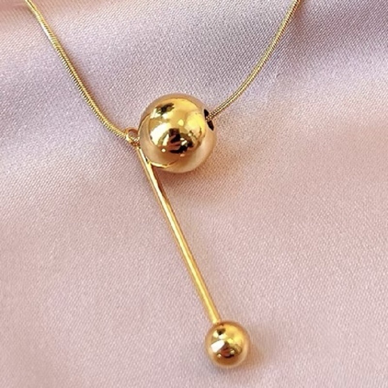 Fashion Light Style Simple Personality Gold Bead Necklace for Women Design Titanium Steel Non-Fading Jewelry