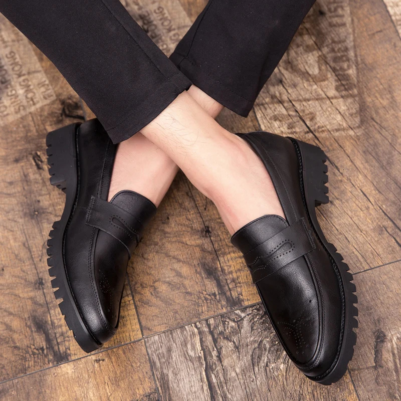 British business formal thick sole casual mens shoes nightclub soft leather brogues men 47 large size 250605