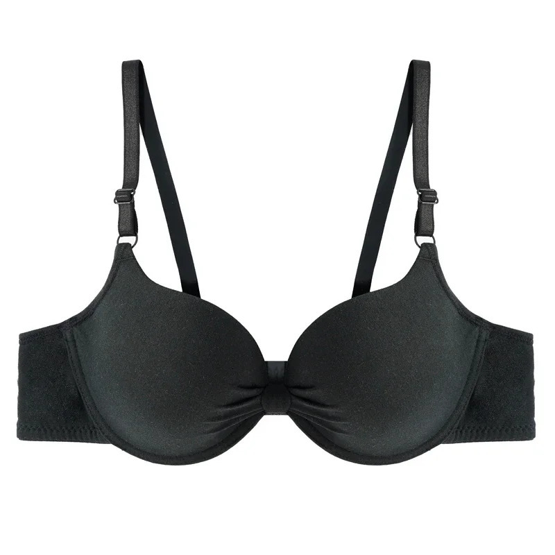 Sexy Women Cotton Gathered Bra Deep V Underwire Ladied Brassiere Push Up Lingerie Solid Bras Backless Intimate Underwear 250617