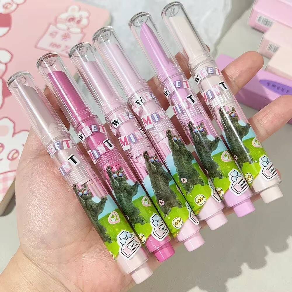 Moisturising Pen Waterproof Jelly Glaze Mirror Water Lipstick Heart-shaped Lip Gloss Non-stick Cup Korean Cosmetic happy