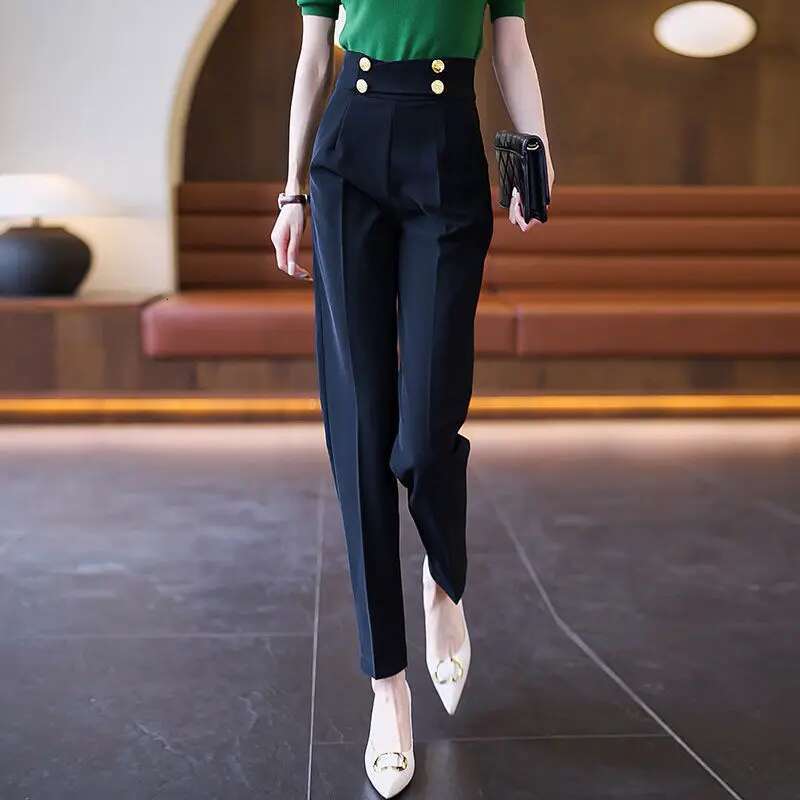 Clothing and Capris Skinny Tailoring Trousers for Woman Leggings Office Womens Harem Pants Slim Work High Waist Outfits Cotton