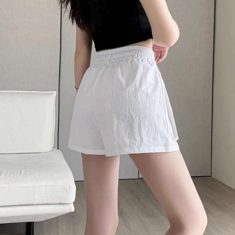 High Waist Shorts for Women Pocket White Elastic Woman Short Pants Fashion Clothing 2025 Harajuku Kpop Jorts Elegant Comfy Hot