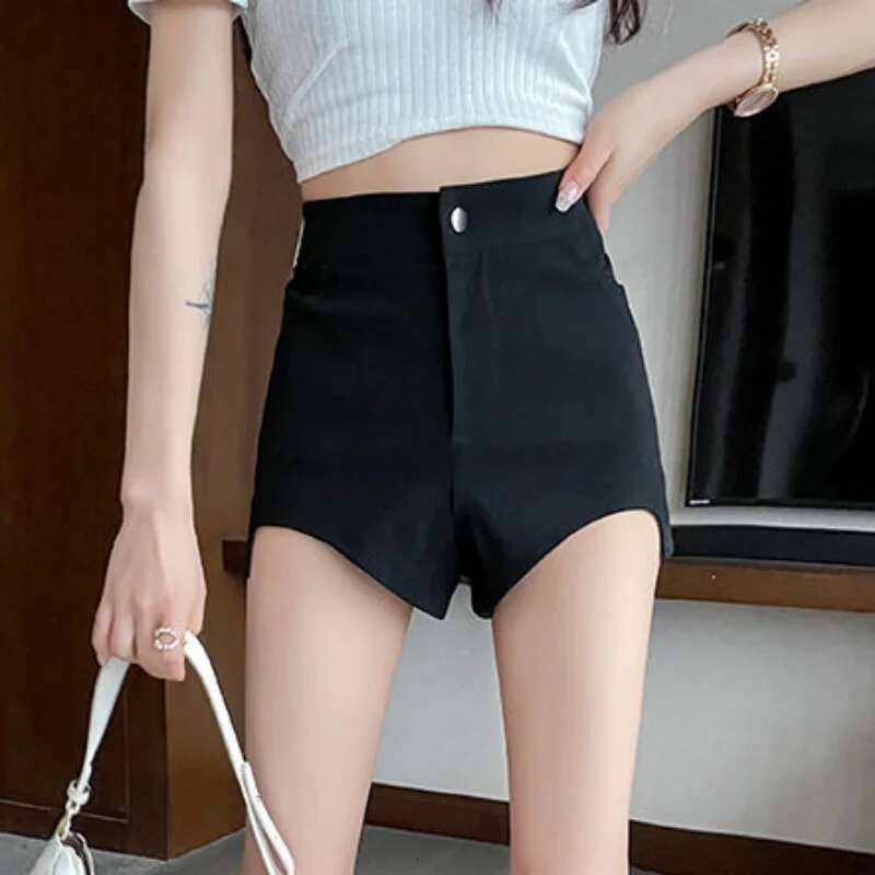 Skinny Womens Shorts Cute Knit Black Mini Booty Kawaii Sexy Tight Short Pants for Woman To Wear Hot XL Elegant Korean Style XXL