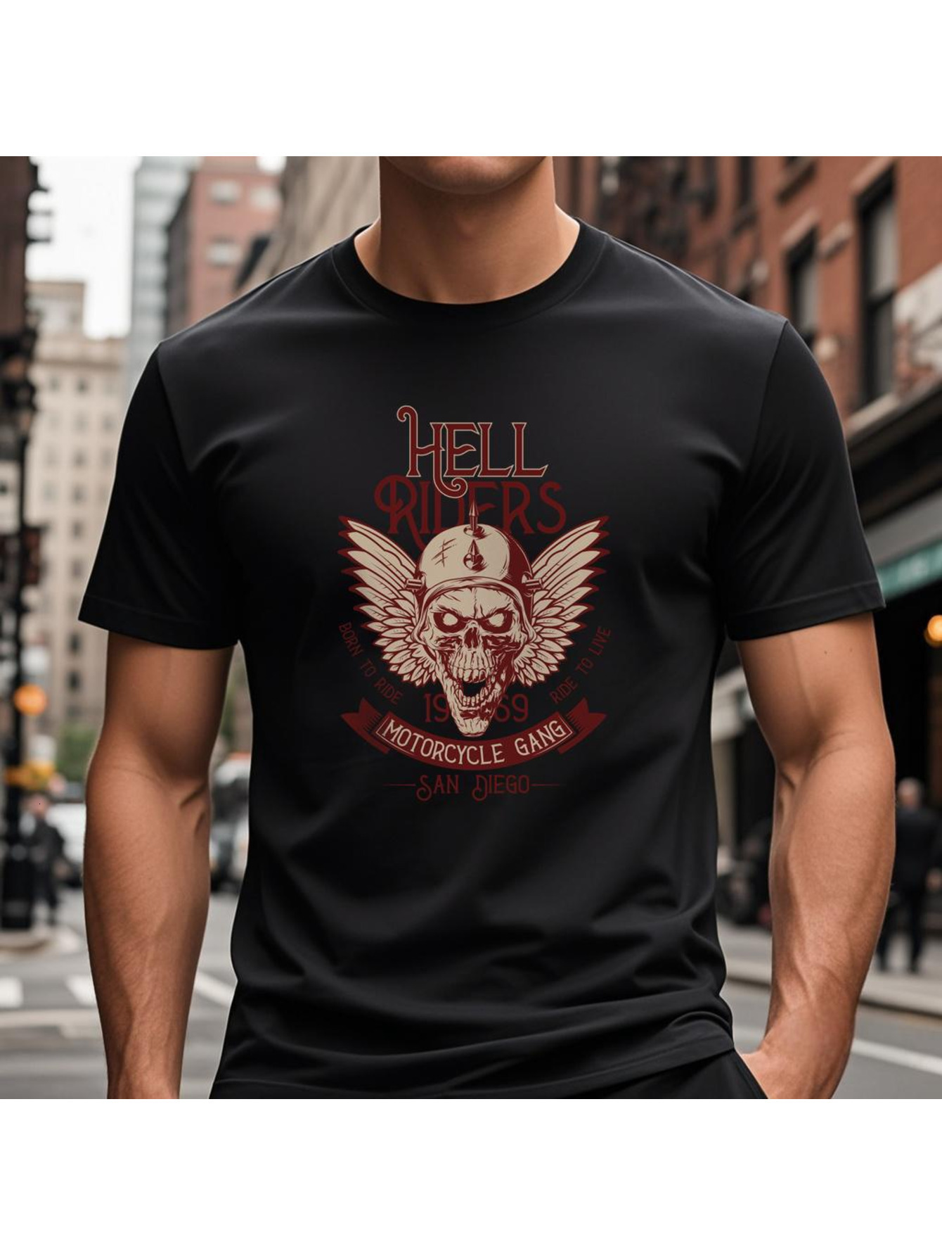 Dongdumaoyi Round Collar 180G T Shirts Cotton Adult Motorcycle White Men Short Sleeve S-3Xl Black Skull baec