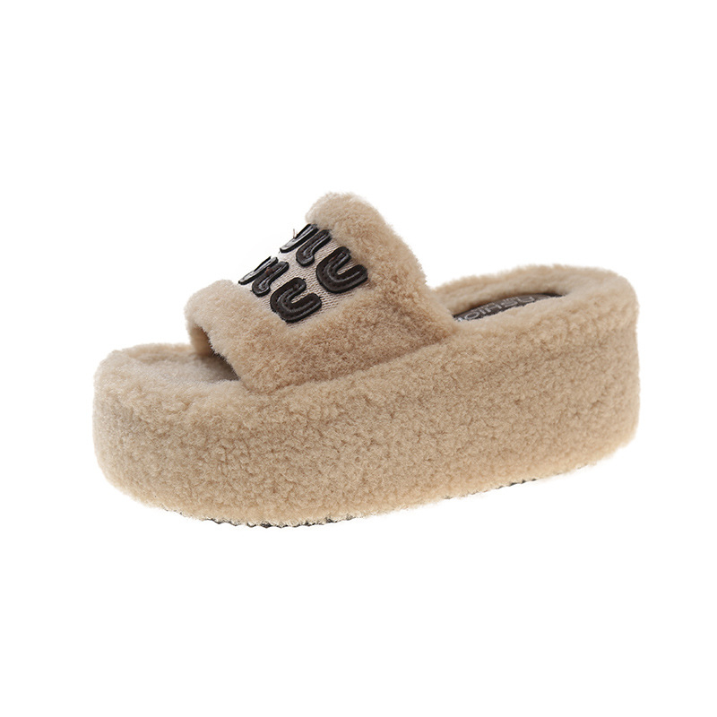 new free shipping designer for woman Indoor outdoor keep warm woolen slippers vintage platform black red khaki Plush sandals dh911068014