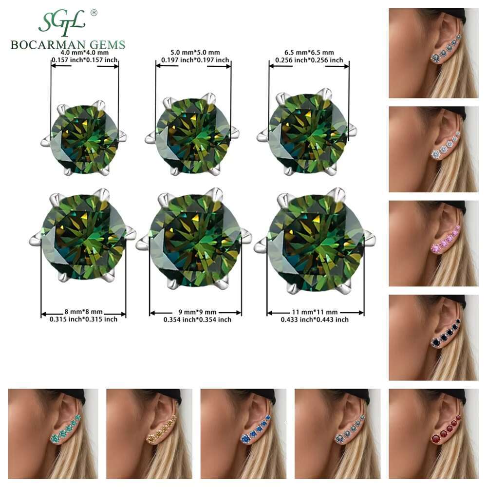 Classic 6-Prong Design Unisex Moissanite Stud Earrings 0.6-10CT Pr S925 Silver Platinum/Gold Plated Stocked at 0.6-10CT Pr