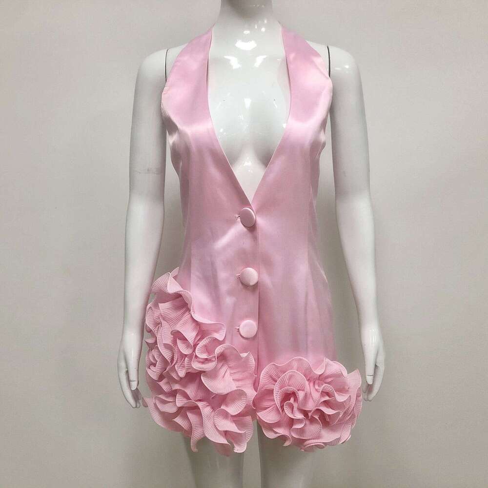 Women's Clothing Summer New Fashion Sexy Floral Halter Neck Sleeveless Top Dress