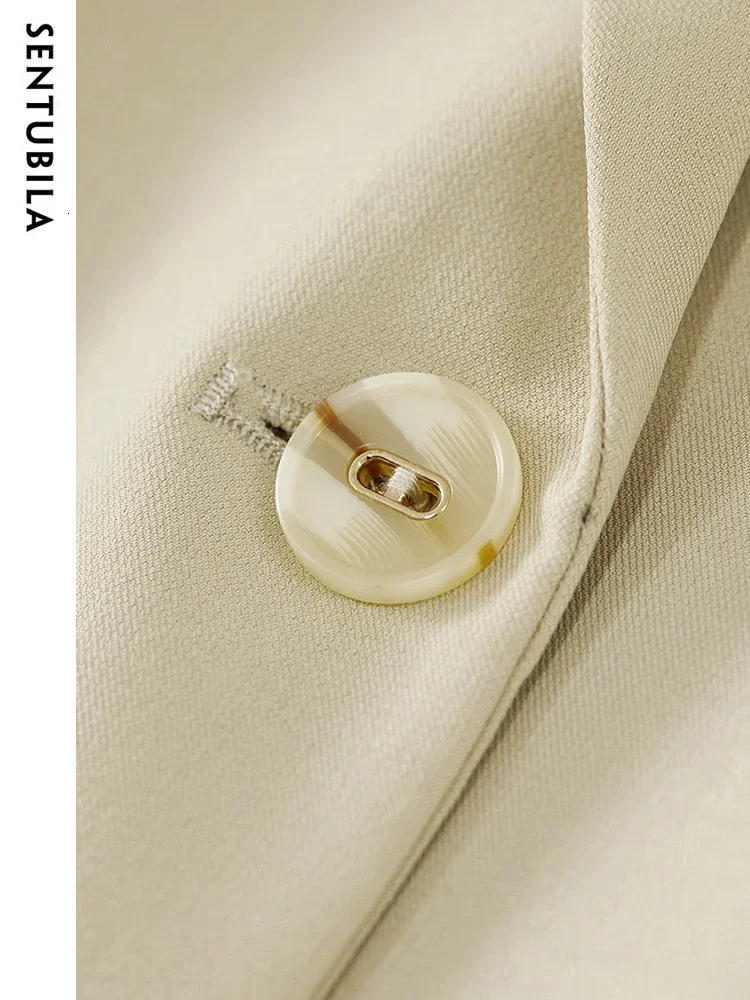 SENTUBILA Summer Blazer Pants Suit Women Short Sleeve Jacket Pencil Cropped Pant Office Lady TwoPiece Set 132Z49796 250612