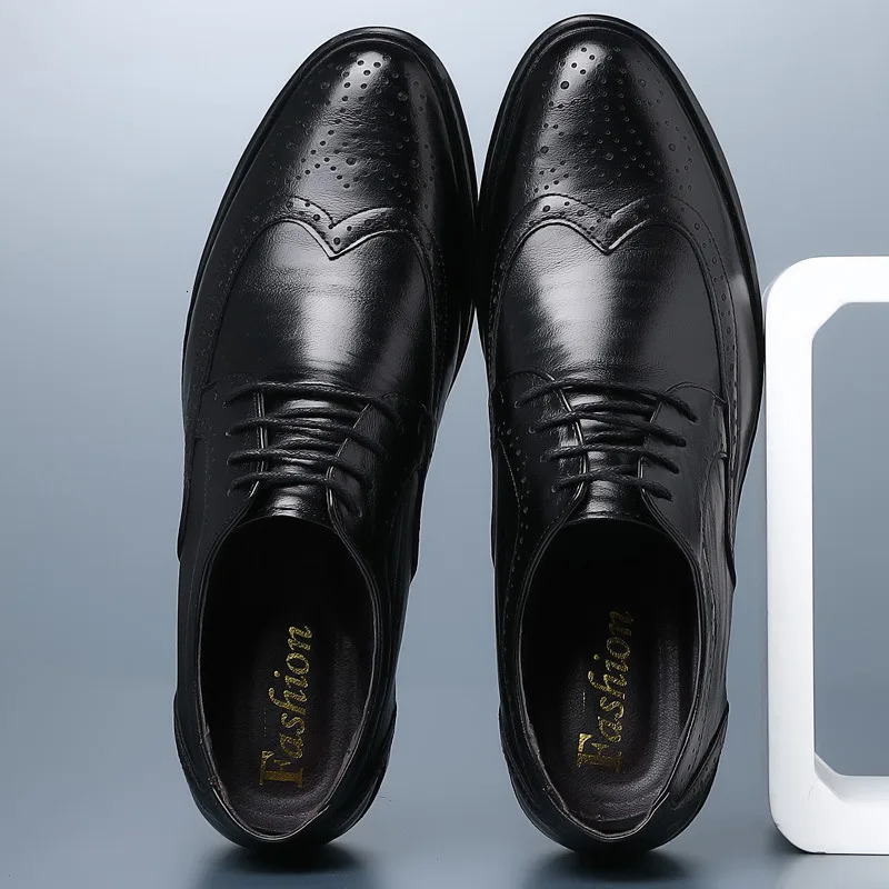 Mens Oxford Shoes Genuine Calfskin Leather Brogue Dress Shoes Classic Business Formal Shoes Man Handcrafted 250613