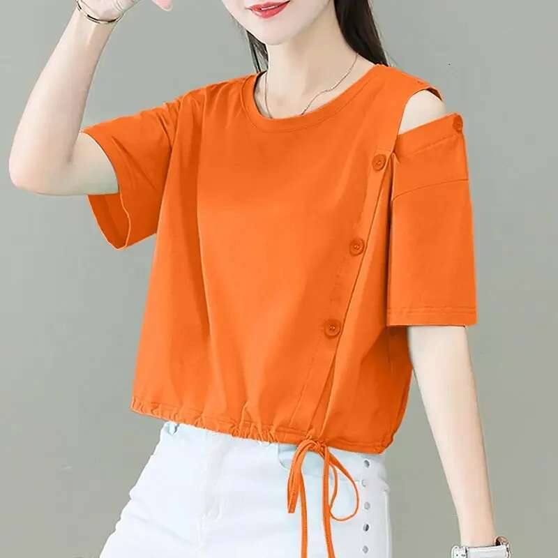 T Shirt for Women Baggy Plain White Short Sleeve Tops Woman Summer Outfit Cotton Womens Clothing Sales Emo Elegant Fashion 2025