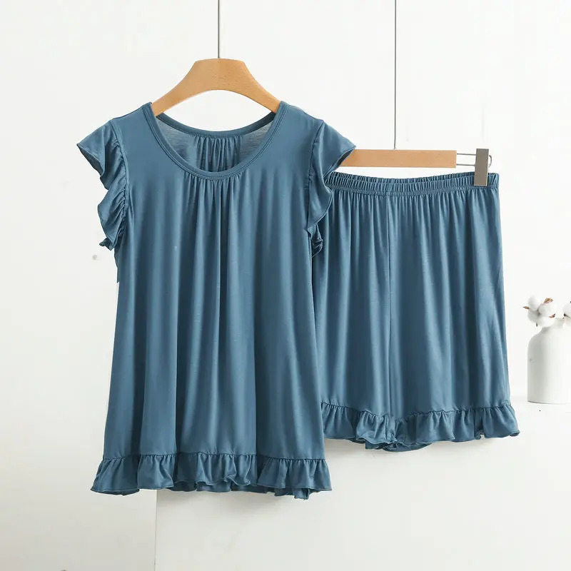 XL-8XL Plus Size Modal Pajamas For Women Sleeveless Tops Shorts Suit Summer Sleepwear Pyjamas Femme Nightwear Pijamas Set 250616