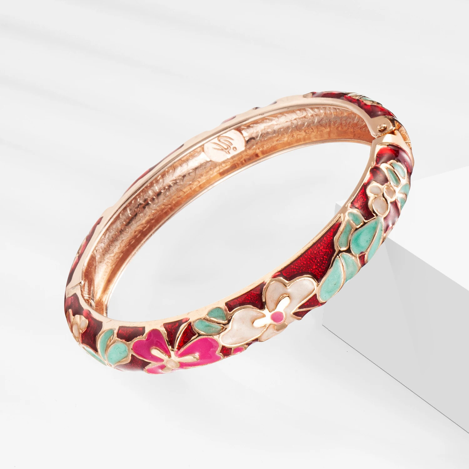 1 PC Cloisonne Bracelets For Women Enamel Bangles Womens Bracelet Bangle On Hand Alloy India Jewelry African Hawaiian Dark Red 250616