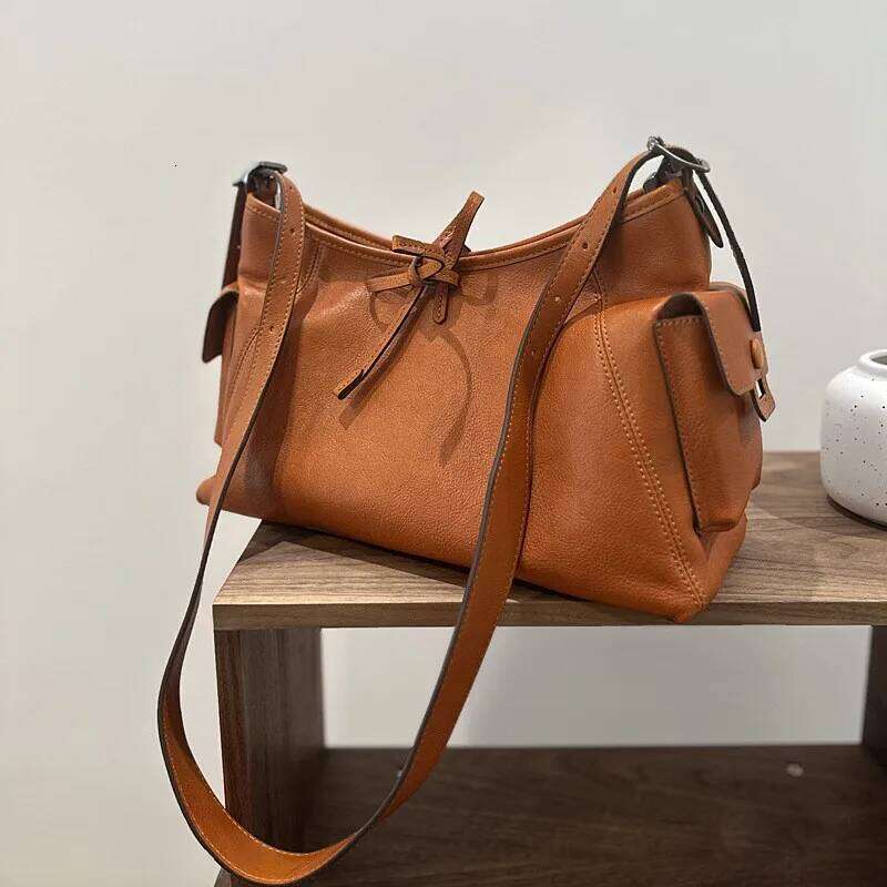 Johnature Casual Tote Bag 2025 New Genuine Leather Soft Cowhide Large Capacity Simple Commuting Women's Shoulder Bags