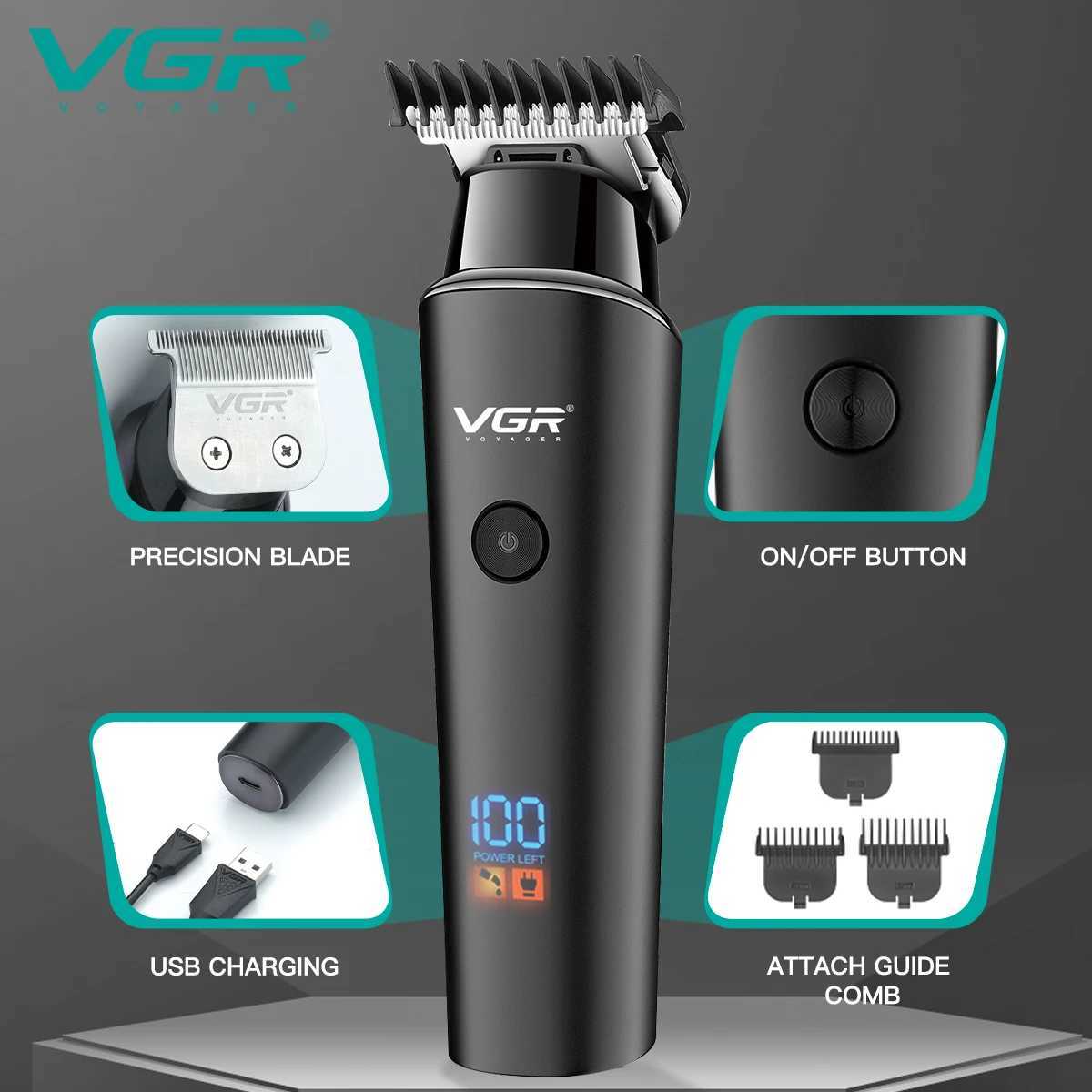 Hair Trimmer Professional Electric Trimmers Cordless Hair Clipper Rechargeable LED Display V 937 R250926