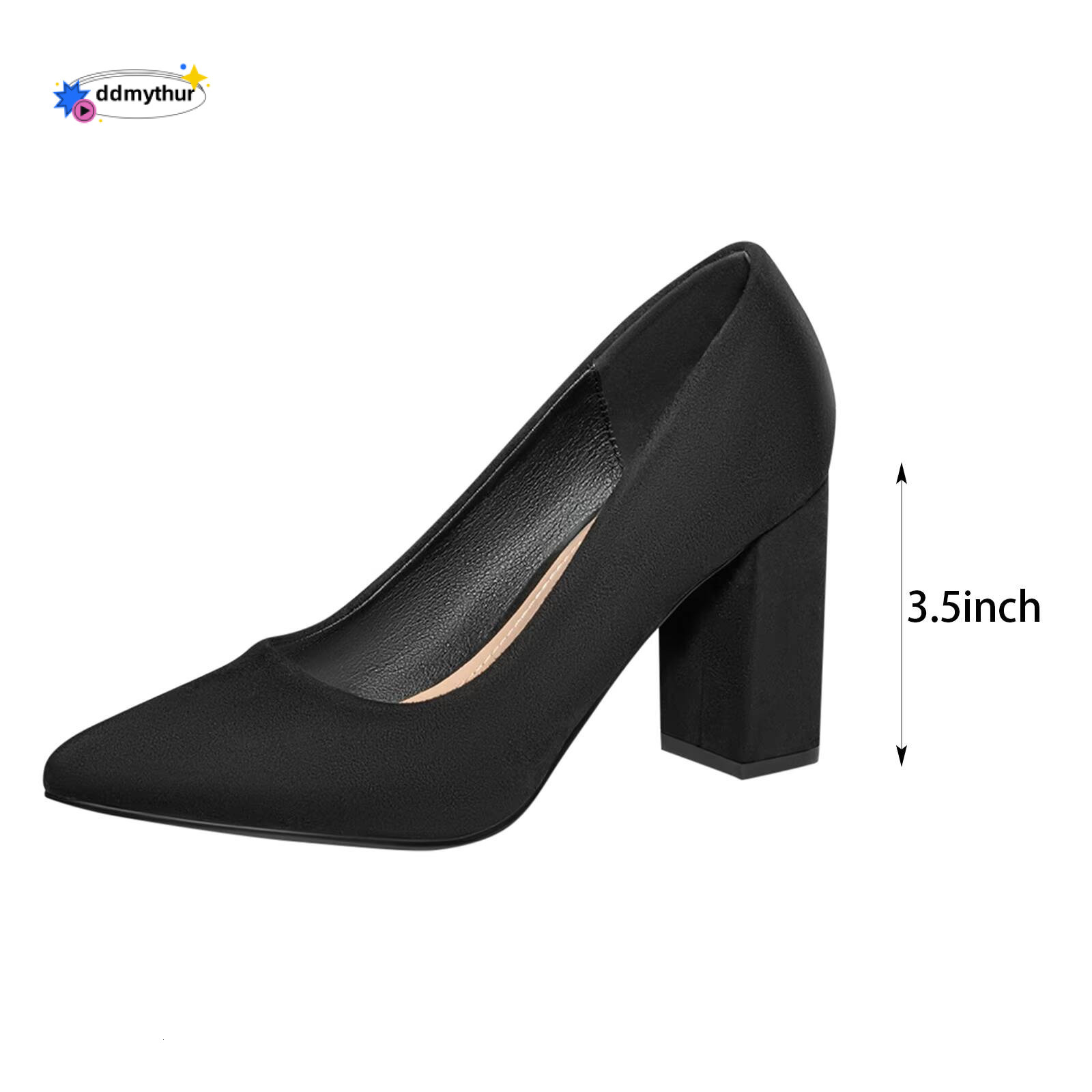 Heel Sandals Summer Black Court Shoes For Women Point Toe Faux Suede Chunky Heeled Strap High Heels Size 14 ddmythur