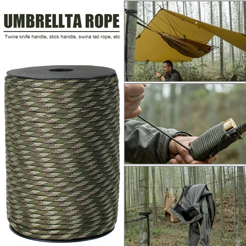 Military Paracord for Outdoor Survival 9 Strand 4mm 650 50m 100m Tactical Parachute Cord Camping Weaving Rope 250611