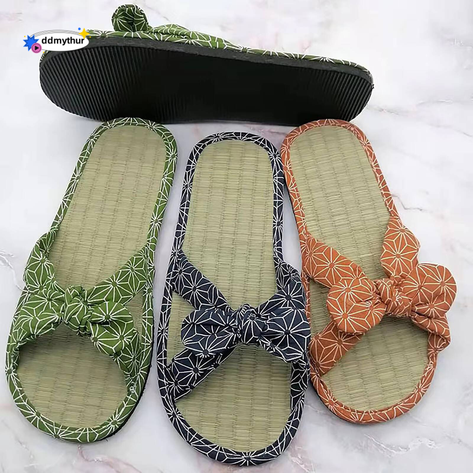 Size 12 Womens Shoes Ladies Straw Mat Casual Bow Rattan Slippers Home Fashion Clear Sandals Women Heel ddmythur