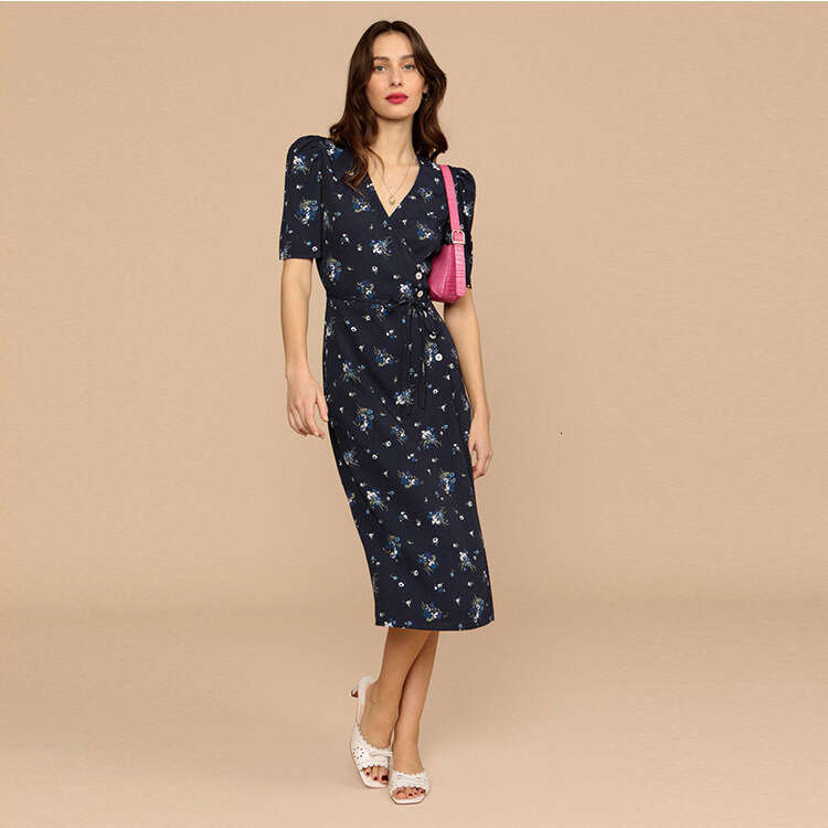 Partydress Dress Designer Luxury Dress Undefined 114#2025 Button Tea Wrap Dress Summer New French Style Womens Fashion