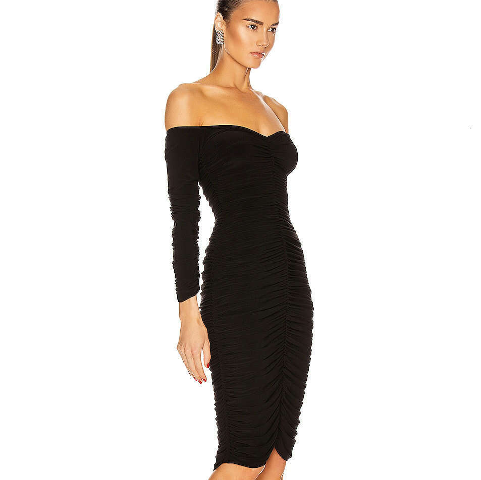 Vestidos Dresses for Woman Party Summer Dresses for Women N584 Summer 2025 Black Knitted Off-shoulder One-shoulder Sexy Slim Fit Bodycon Dress