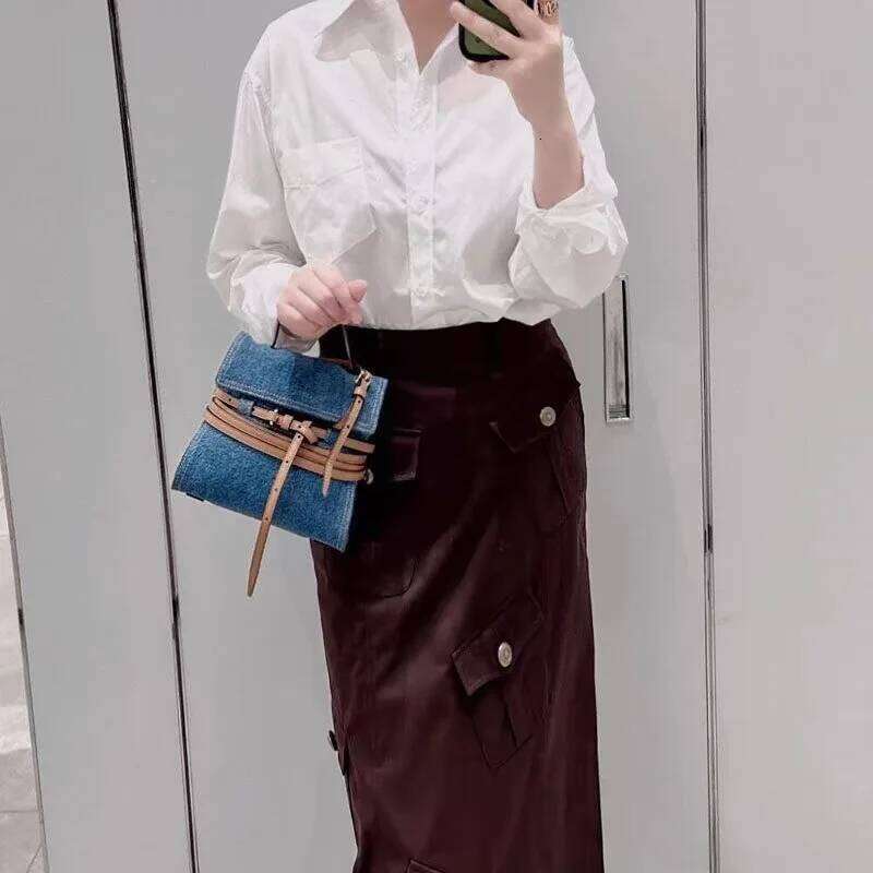 Hot Selling New Top Bottom Handle Designer Fashion Double Belt Buckle Artificial Suede Shoulder Bag