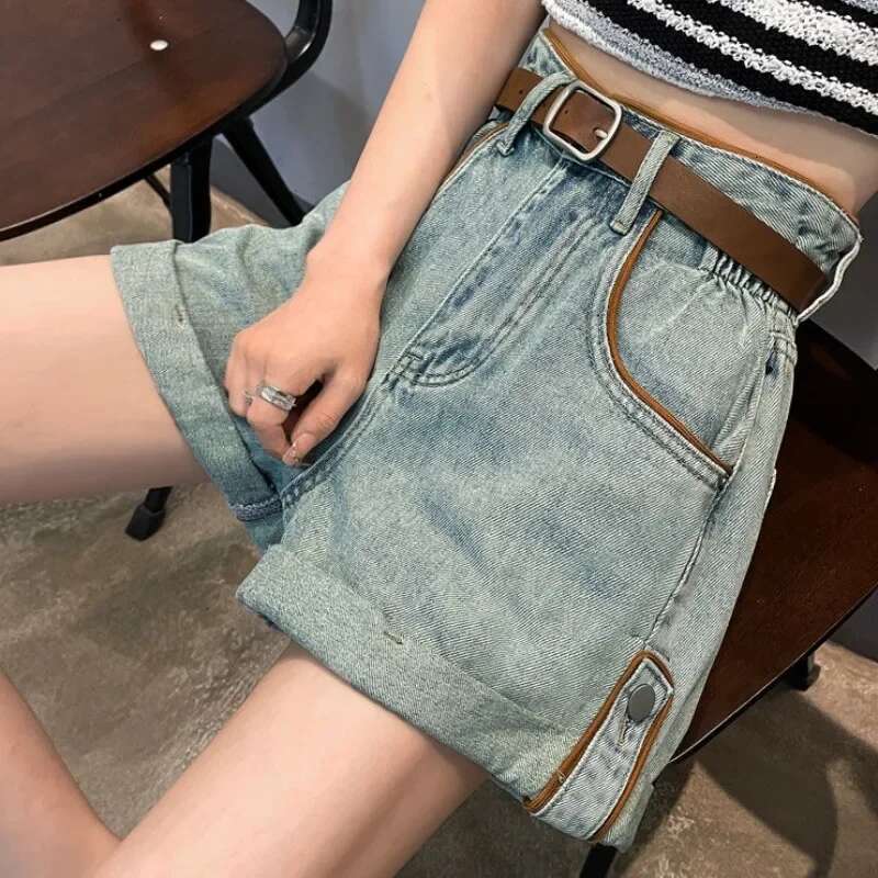 Wide Baggy Womens Denim Shorts Loose With Waist Pocket Female Short Jeans Pants Casual Harajuku Fashion Korean Style Kpop Hot