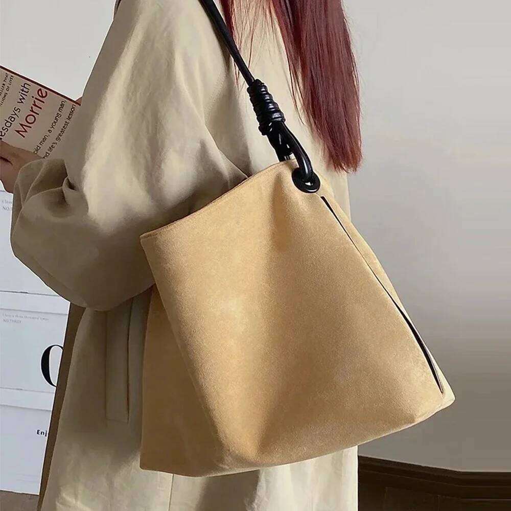 Casual Suede Tote Autumn Winter Veet Shoulder Bag Large Bucket Bags For Women Designer Purses And Handbags Shopper New