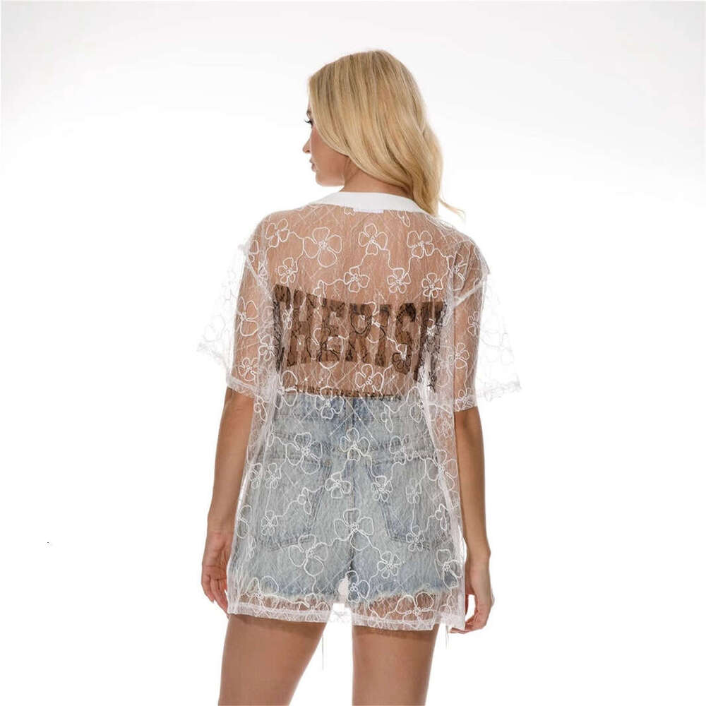 Summer Printed Lace Backless Loose Sexy T-Shirt For Women B5