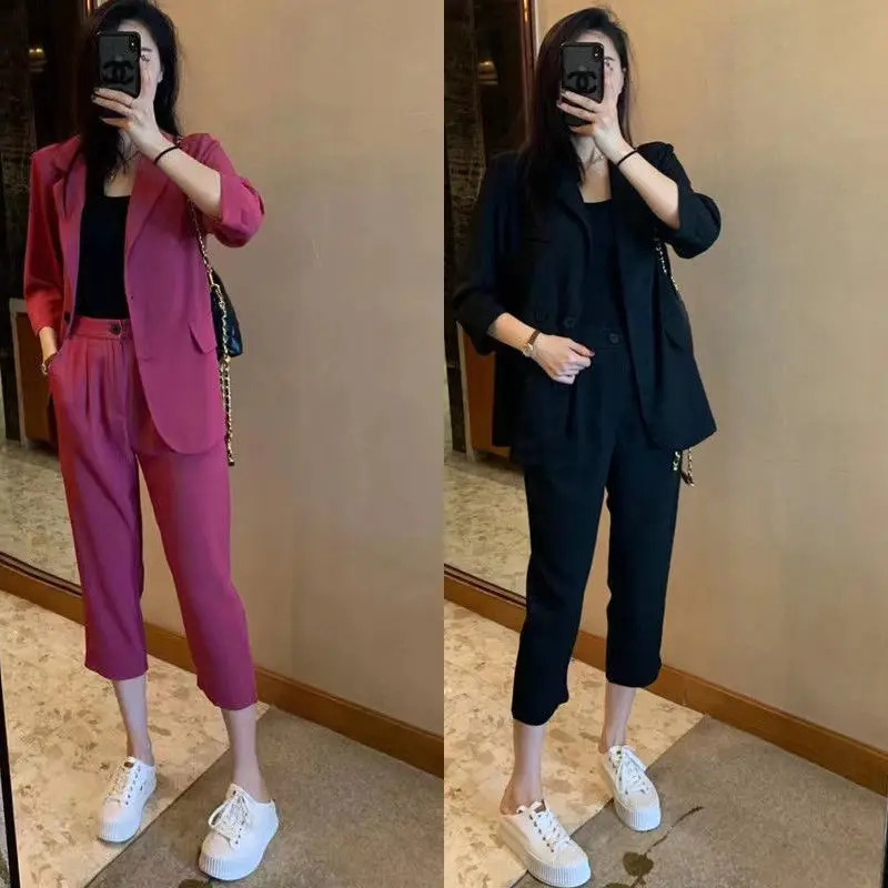 Casual Suit Jacket Two Piece Sets for Women office Fall Outfits Fashion Womens Blazer and Pants Suits Set 2 Elegant Pieces 250612