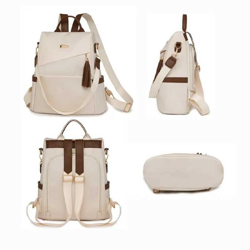 Fashion Womens Nylon Anti-theft Backpack Tassel Decorative Casual Travel Female Shoulder Bag Large Capacity Student School Pack Z250617