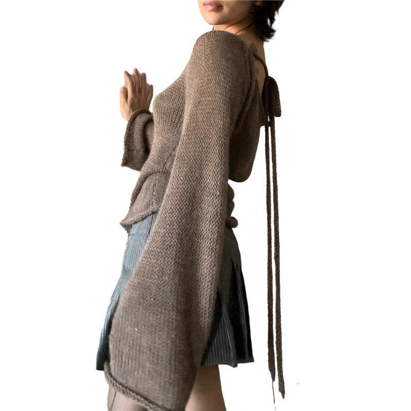 Xingqing y2k Sweaters Women Grunge Clothes Solid Color Off Shoulder Long Sleeve Pullover Knitted Tops 2000s Clothing Streetwear 250614