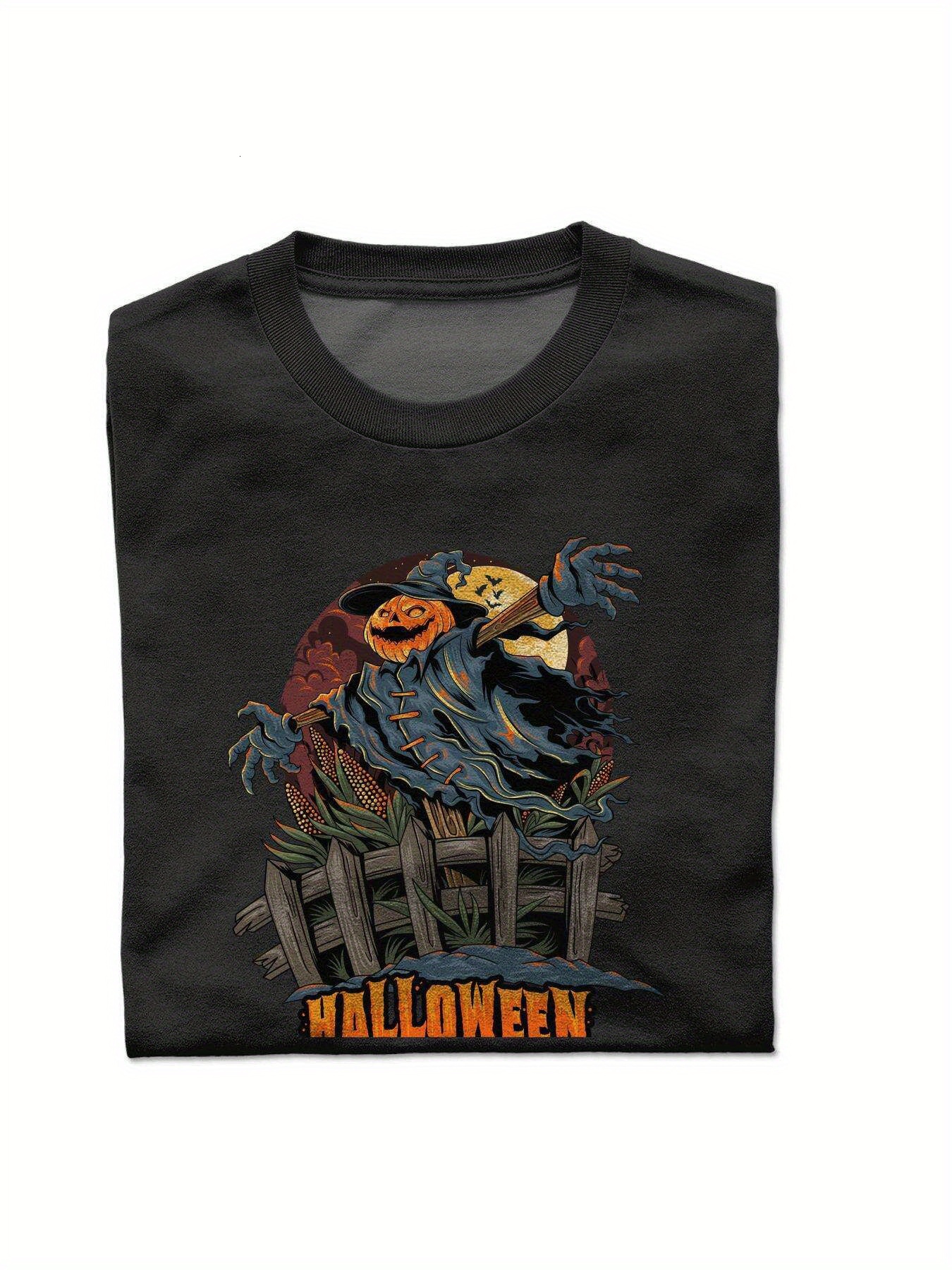 Dongdumaoyi Adult Men Short Sleeve T Shirts Black White Round Collar Cotton Graphics 180G S-3Xl Halloween 888a