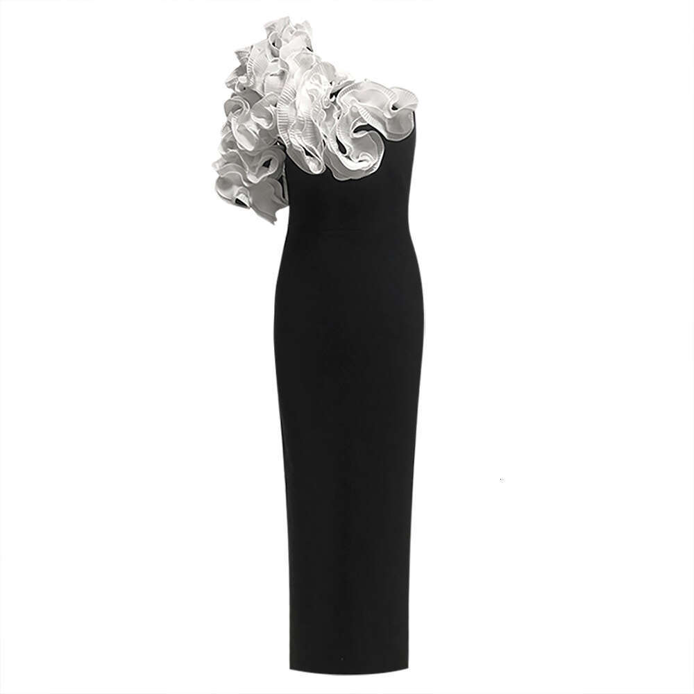 Summer New Photo Black Simple Fashion Sleeveless Bandage Slim Dress