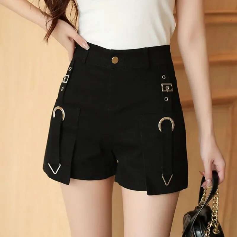 Normal Casual Black High Waist Denim Shorts for Women Summer Stretchy Comfy Fashion Clothing 2025 Design Short Jean Pants Woman