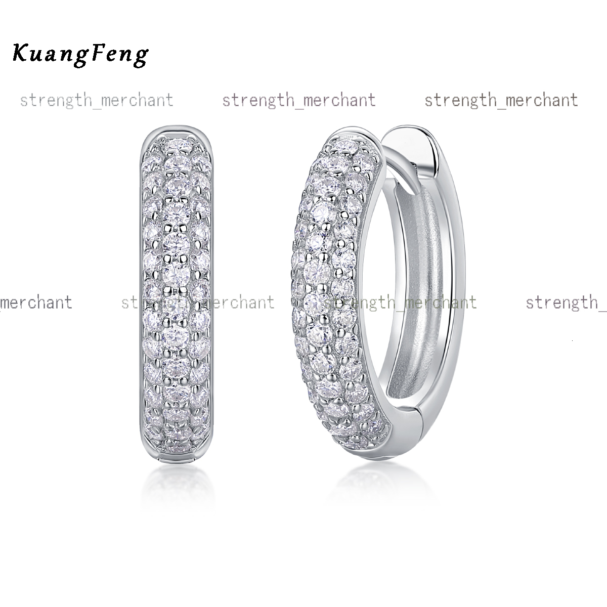 E13197 New S925 Silver Pave Setting Moissanite Earring Wholesale Factory Price Full Circle Moissanite Huggie Hoop Earrings