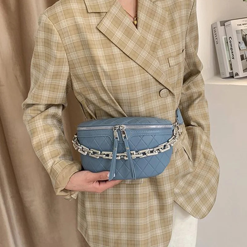 Chain Fanny pack Women Leather Waist Bag Chest pack Mini Female Belt Bags Fashion Ladies Shoulder Crossbody Bag 250614